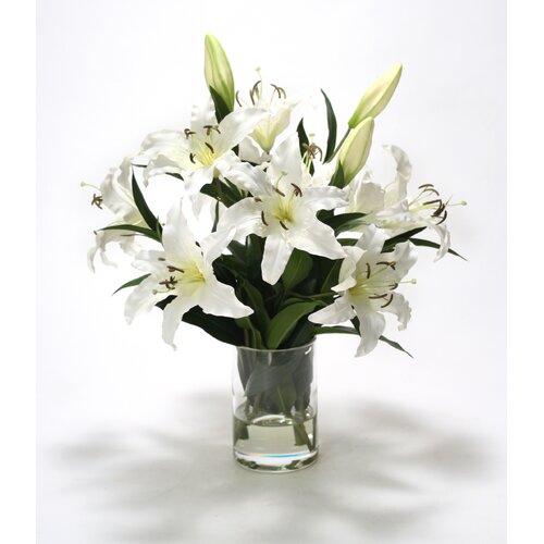 Distinctive Designs Casablanca Lilies Floral Arrangement In Glass Vase